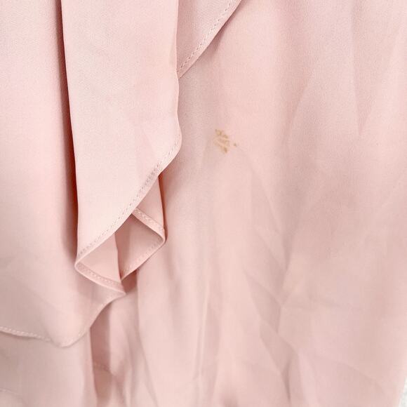 Amanda Uprichard Women's High-Neck Tie Back Asymmetrical Ruffle Light Pink Top - Picture 4 of 5